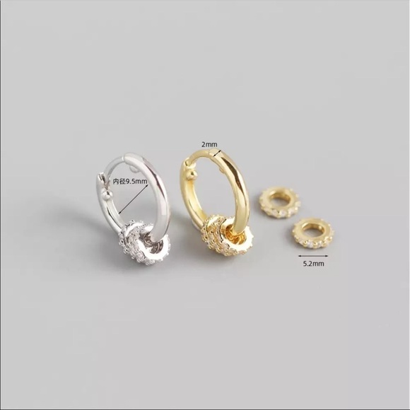 𝅺NEW 925 Sterling Silver Small Circle Rhinestone Earrings ‼️Restocked ‼️ - Picture 7 of 16